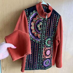 Bob Mackie Wearable Art Embroidered Leather Jacket - Boho Chic Style
